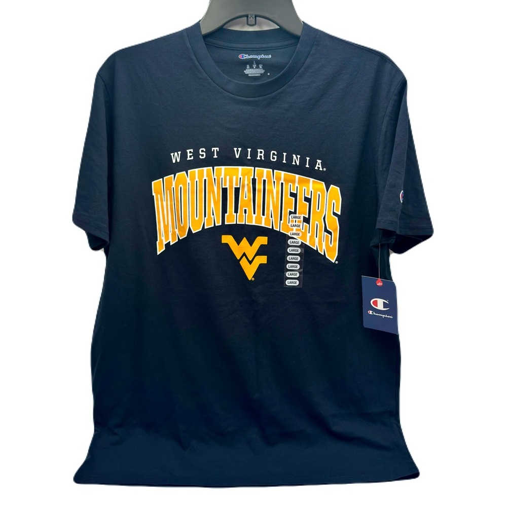 CHAMPION West Virginia Mountaineers University Navy Blue Tee Size Large - Picture 1 of 6